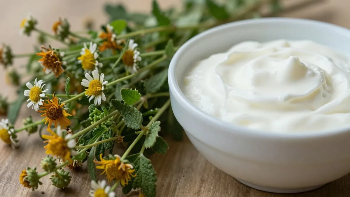 Ervas naturais e iogurte para candidíase recorrente.