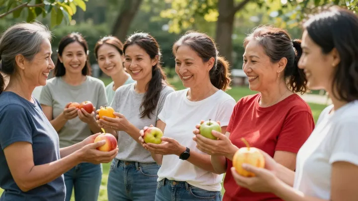 Mulheres saudáveis e felizes após os 40 anos.